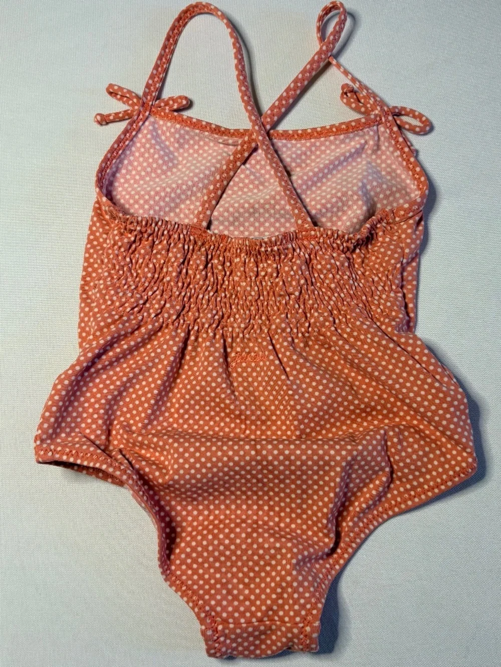 Jacadi Peach and White Polka Dot Swim Suit 12months